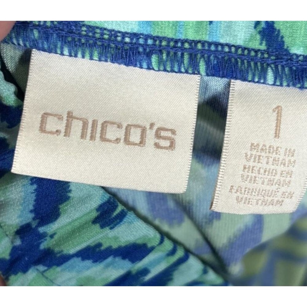 Chicos Women's Size 8 (1) Maxi Skirt Elastic Waist Blue Green Resort Cruise Wear - Picture 10 of 12